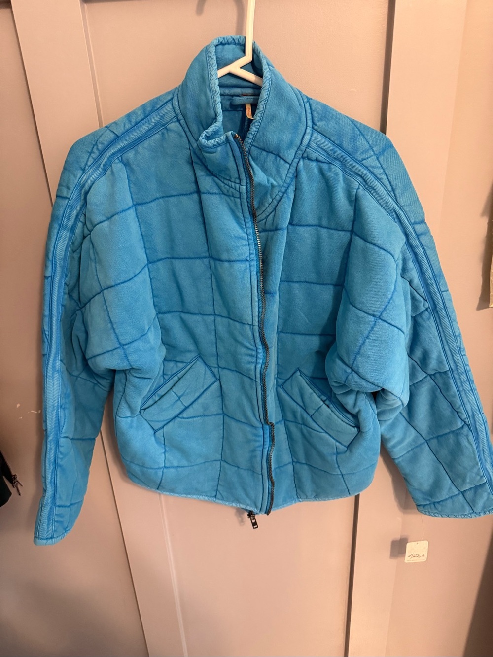 Free People Bright Blue Quilted dolman Jacket